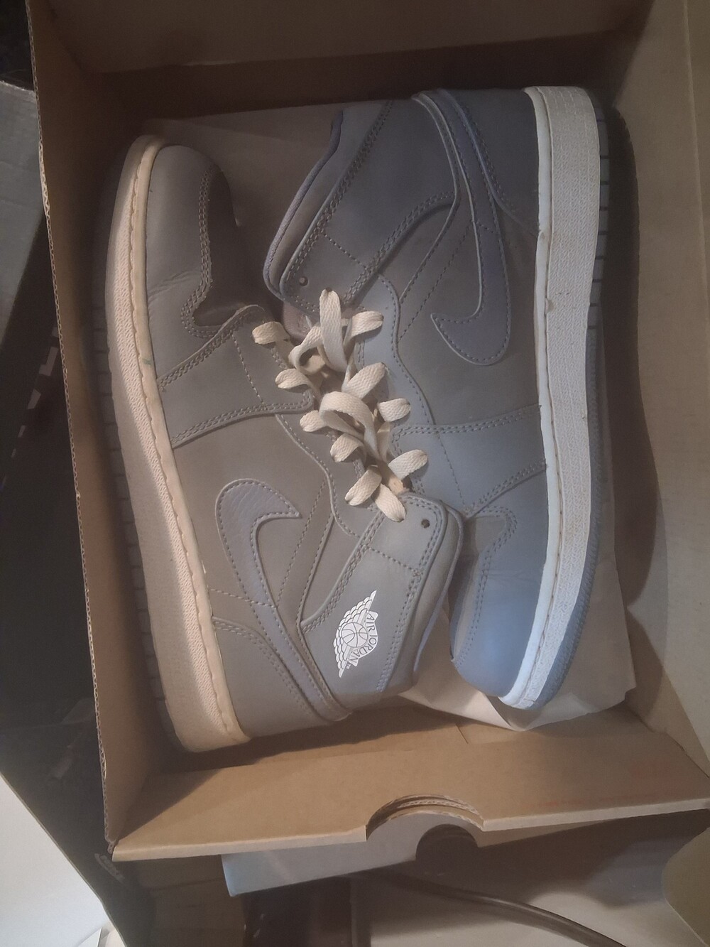 Air Jordan High Top Sneakers Blue Leather Basketball Shoes